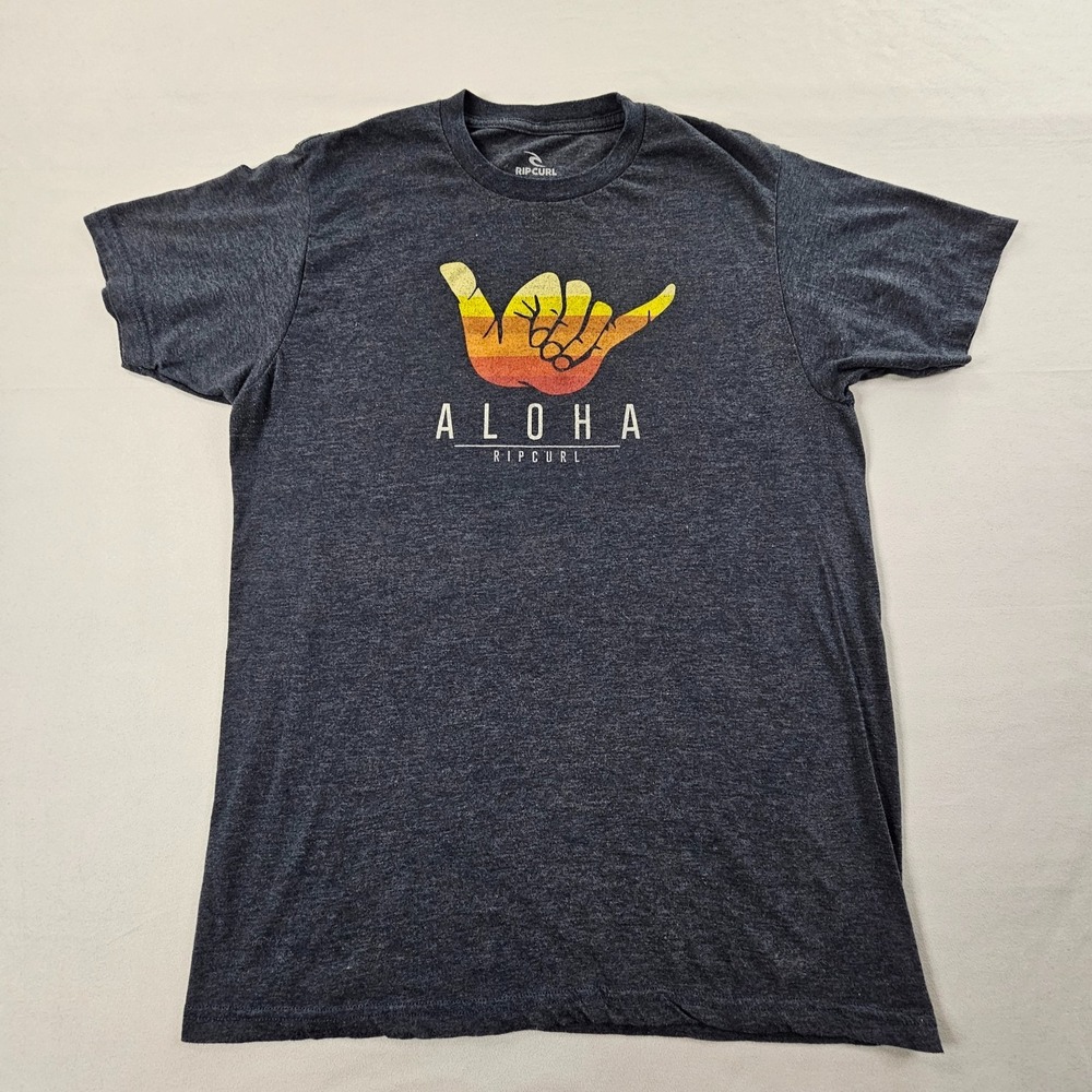 Rip Curl Aloha Blue Short Sleeve Standard Fit Cotton Blend T-Shirt Men's M